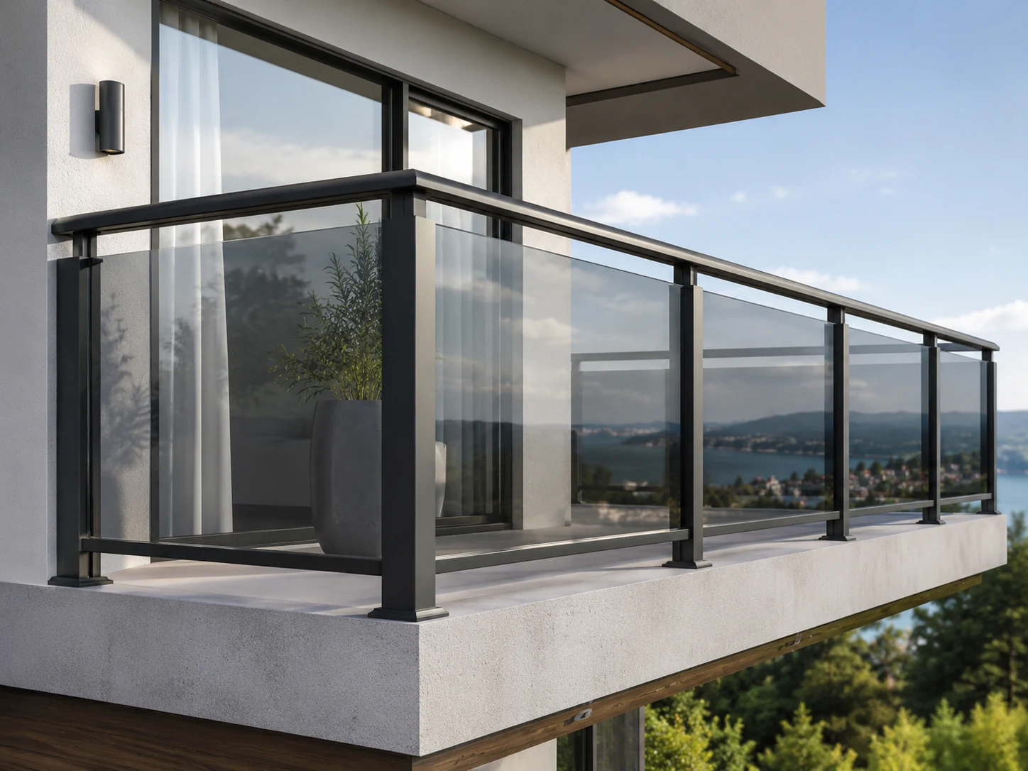 Cam dolgulu alüminyum balkon korkuluğu